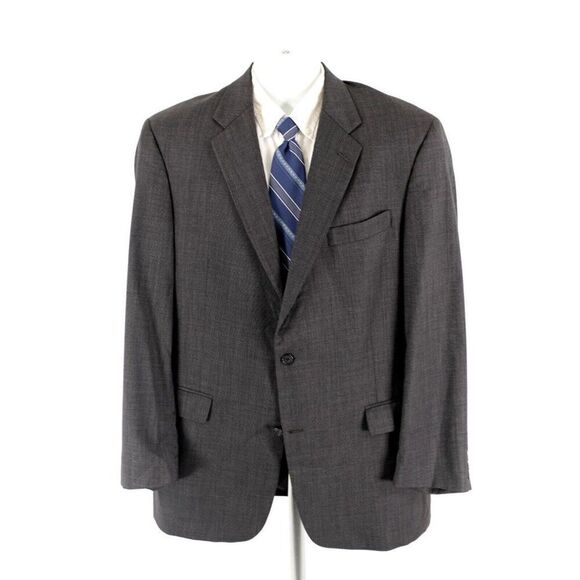 Hart Schaffner Marx Gold Trumpeter Nordstrom Wool Check Gray 2 Button Blazer 44L - Picture 5 of 16
